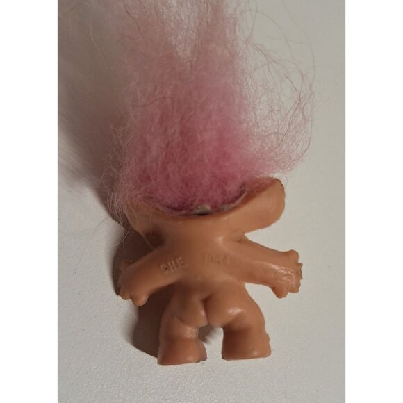 Vintage 1964 SHE Troll Doll Pink Hair 1.5" Blue Dress DAM Amber Eyes - Picture 5 of 10